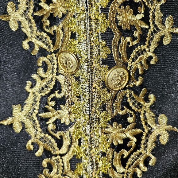 Cosplay Regency Blazer Black And Gold Embriodered Size Small-Medium Brooch Chain - Picture 7 of 10